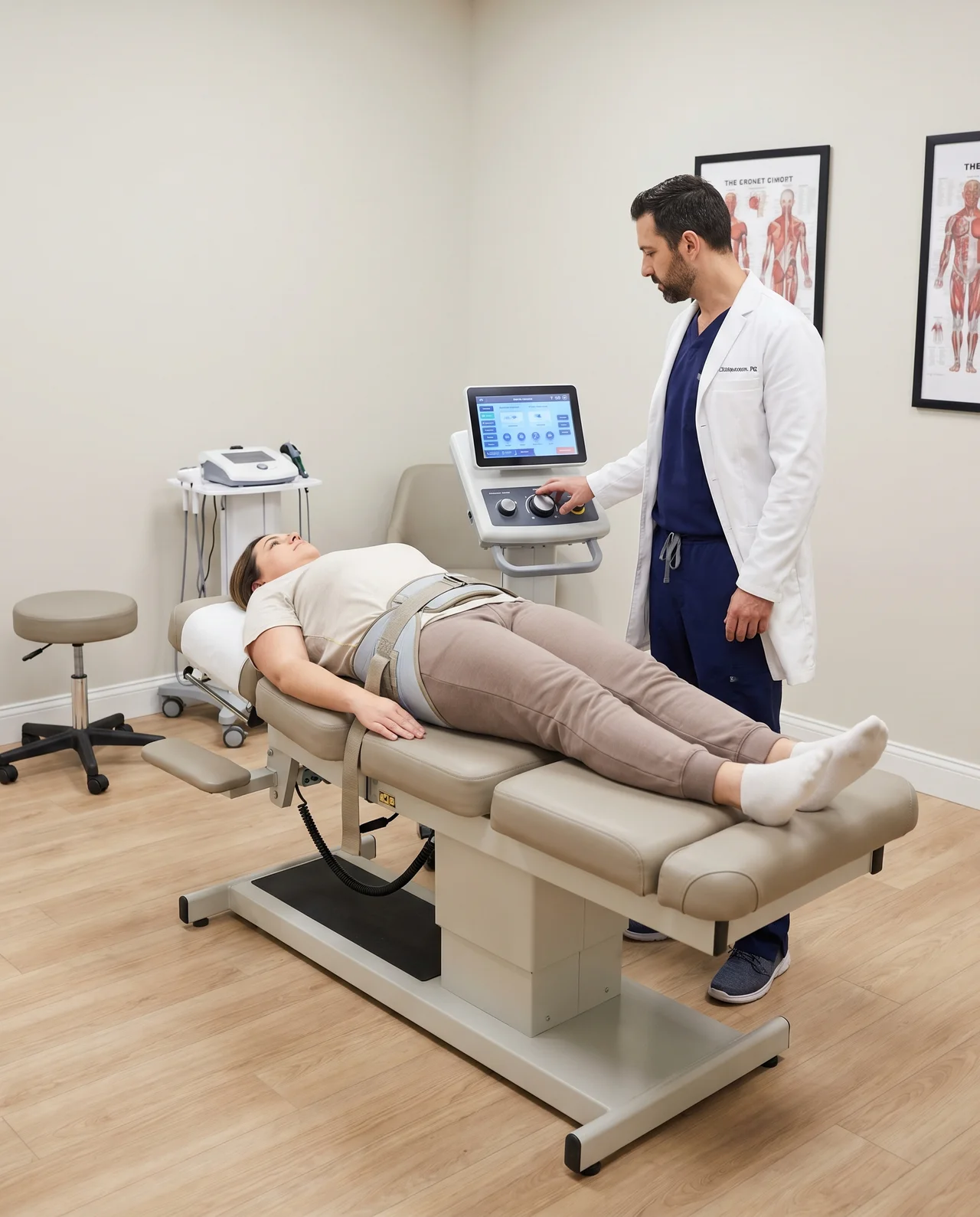 Patient receiving spinal decompression therapy in Round Rock TX