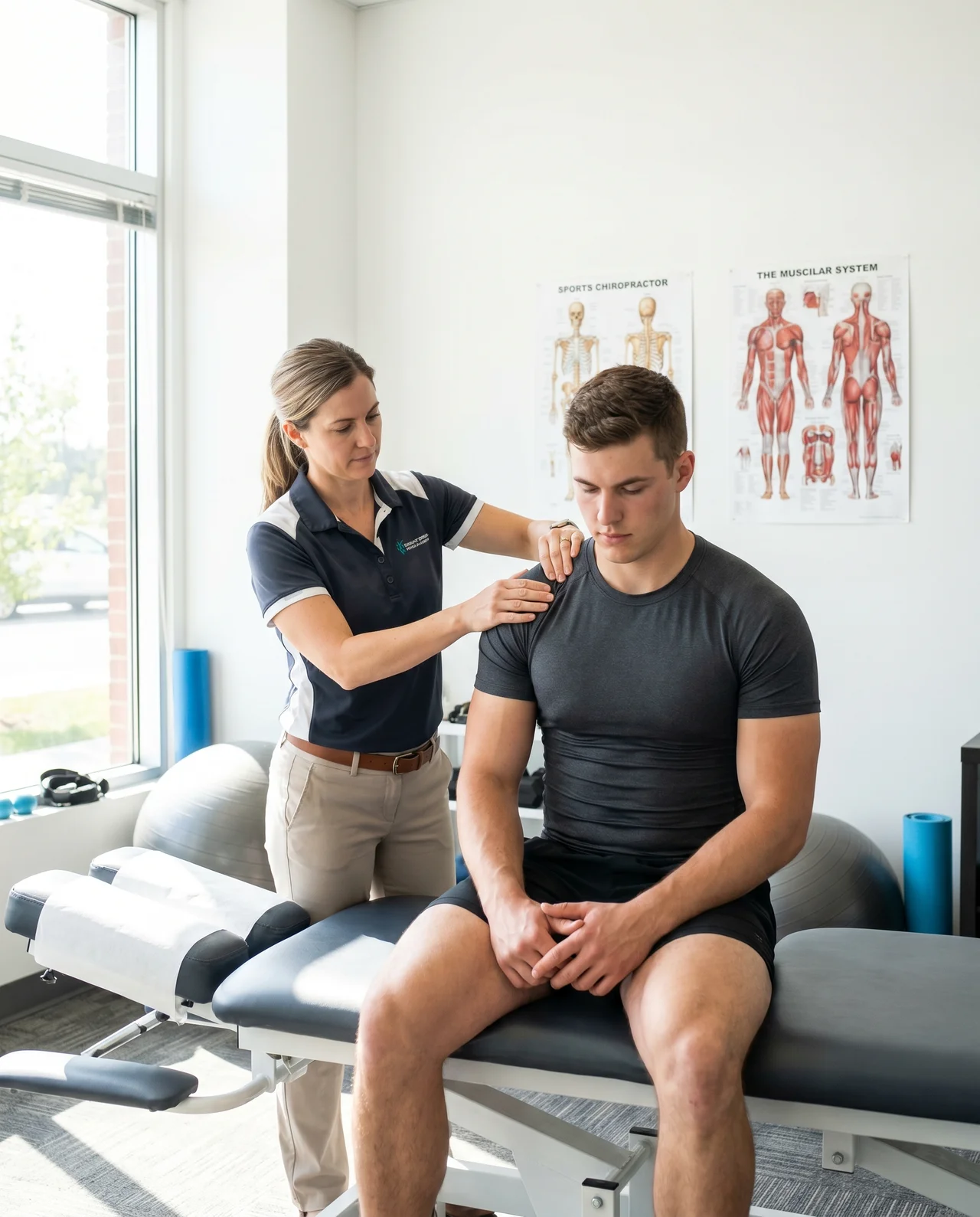 Sports injury chiropractor treating athlete in Round Rock TX